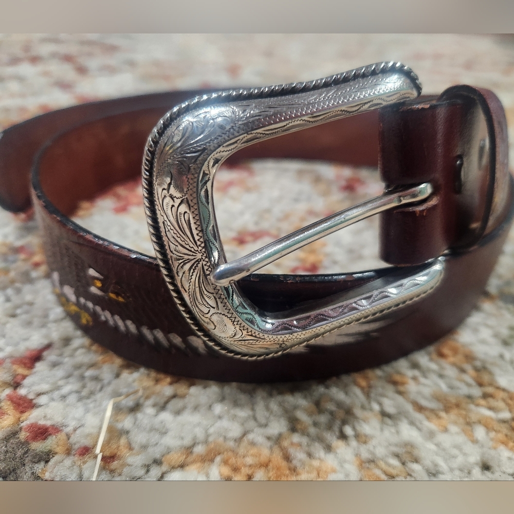 Vintage Western Leather Belt 34
